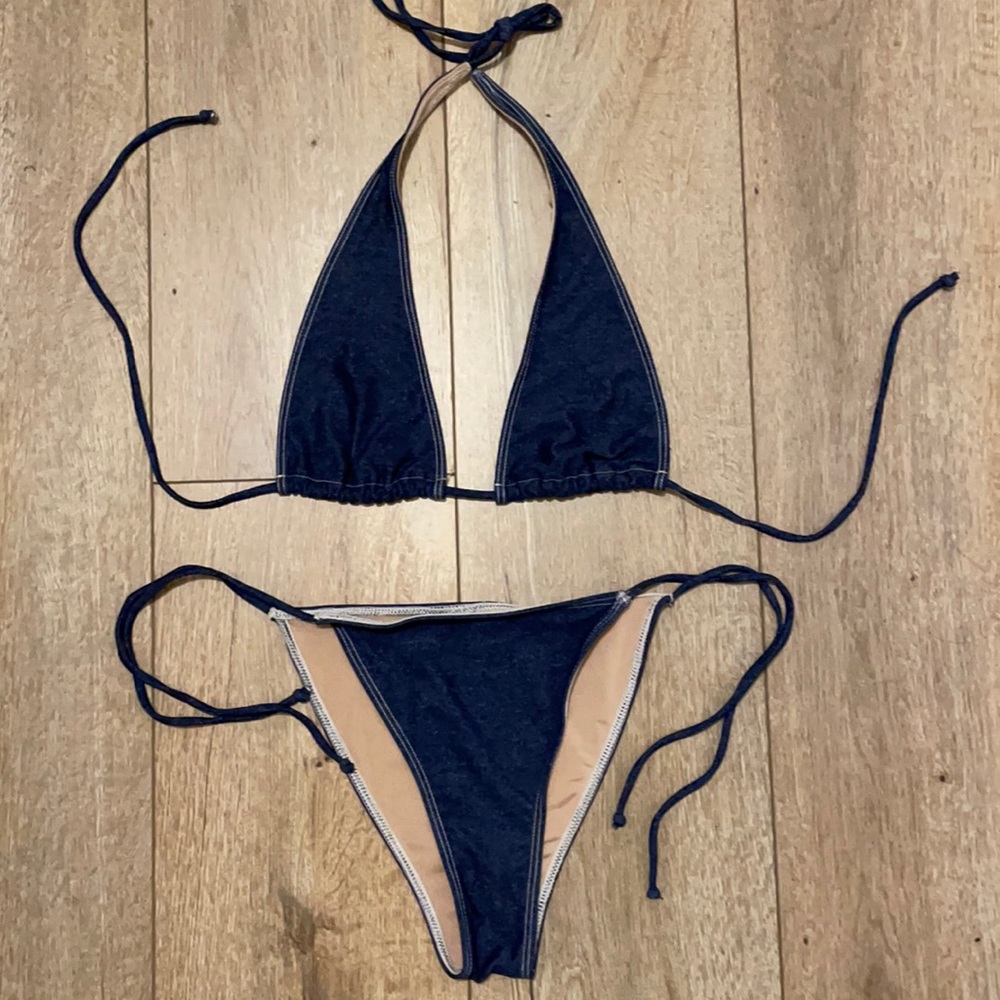Vintage Denim Print 90’s Bathingsuit